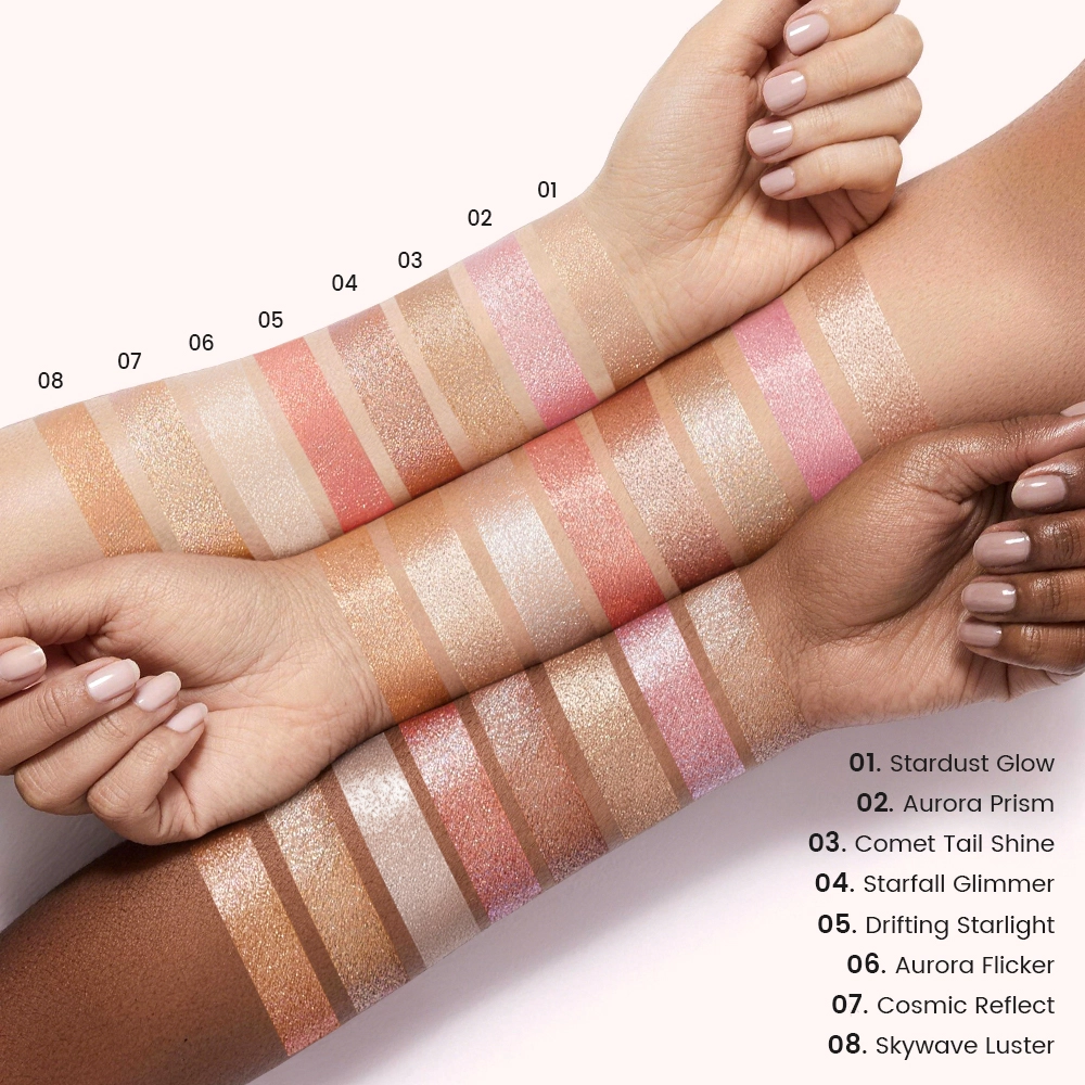 MoonKiss highlighter stick 8 teintes lumineuses pour toutes les carnations